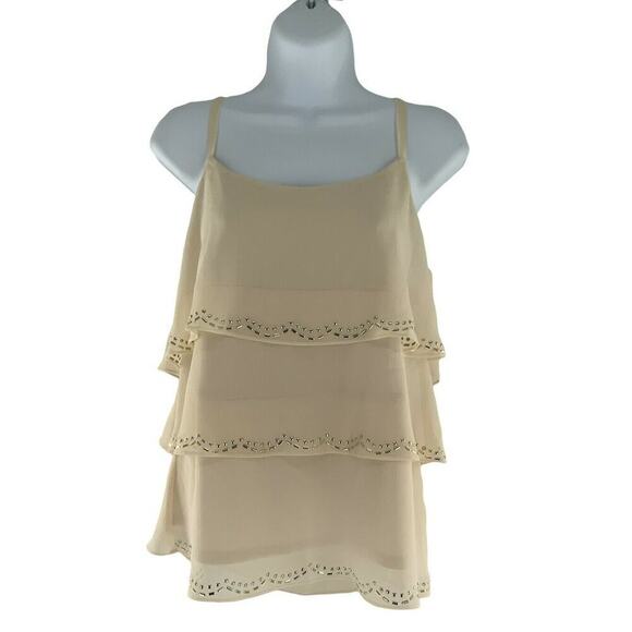 New York City Design Co. Top Women's Size Medium Sleeveless Strap Beaded Ruffles - Picture 1 of 6